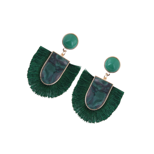 Bmore Jazzy Green Fringe Earrings
