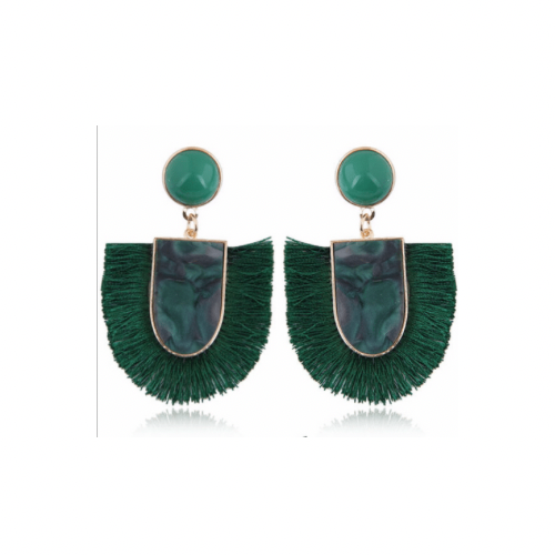 Bmore Jazzy Green Fringe Earrings