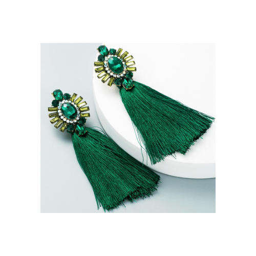 Bmore Tattered Green Fringe Earrings