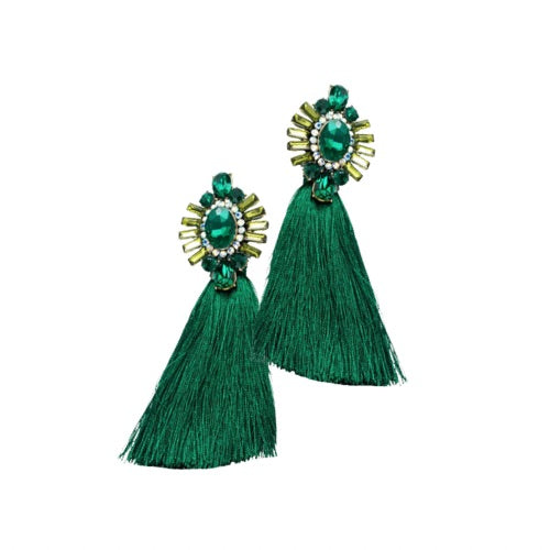Bmore Tattered Green Fringe Earrings