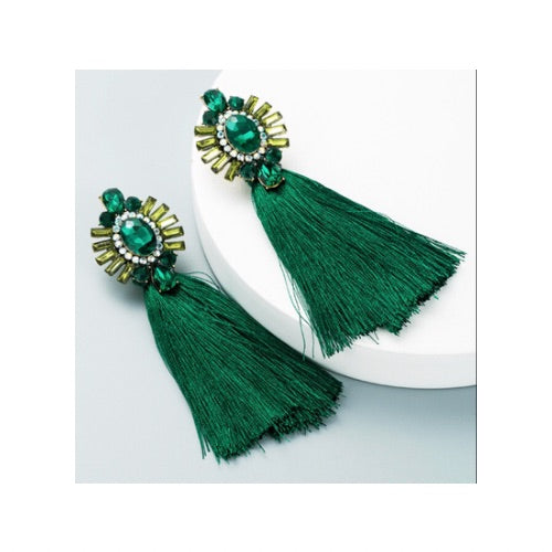 Bmore Tattered Green Fringe Earrings
