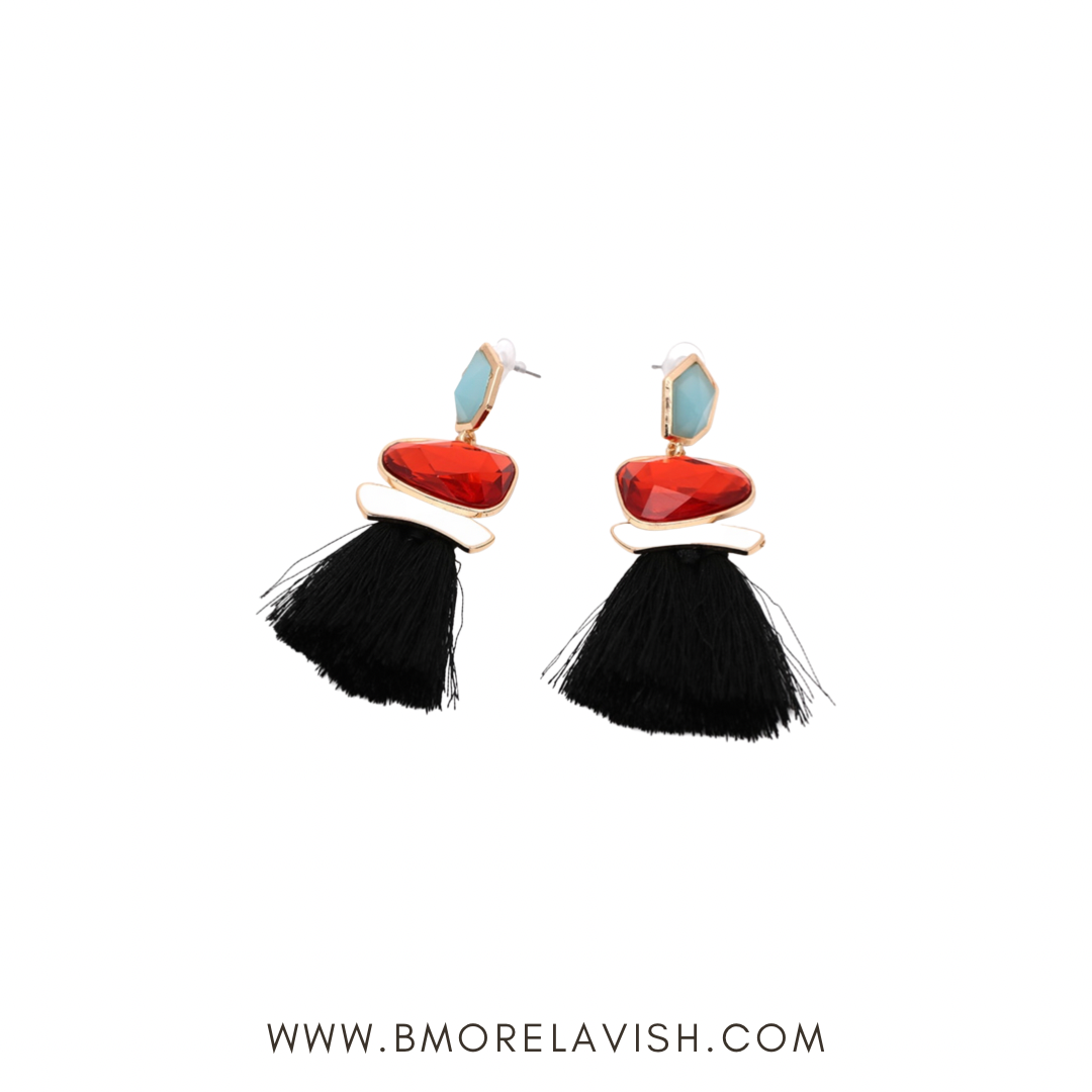 Uptown Diva Black Earrings