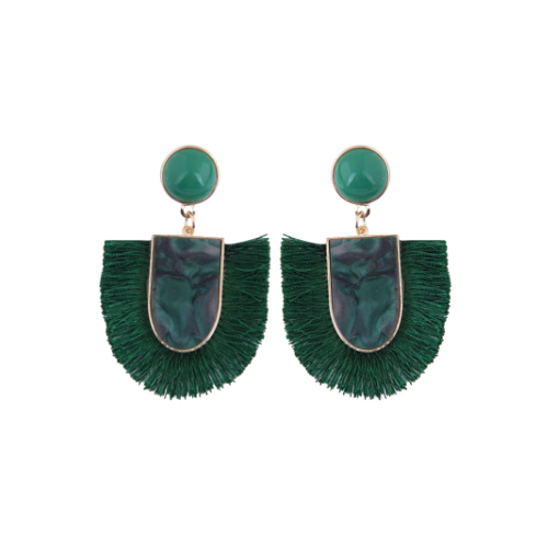 Bmore Jazzy Green Fringe Earrings