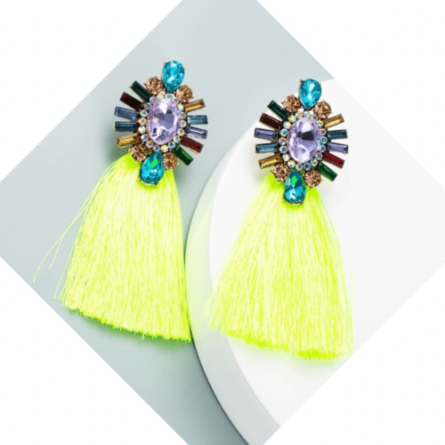 Bmore Tattered Yellow Fringe Earrings