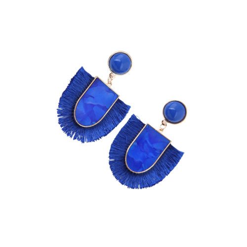 Bmore Jazzy Blue Fringe Earrings