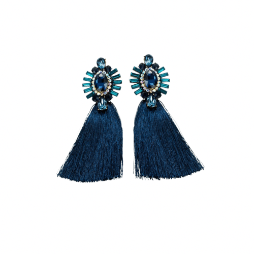 Bmore Tattered Blue Fringe Earrings