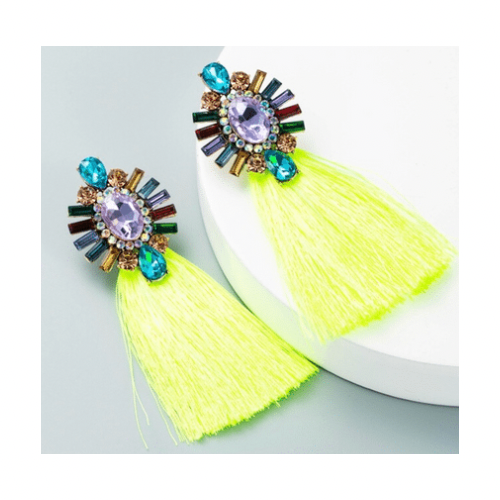 Bmore Tattered Yellow Fringe Earrings