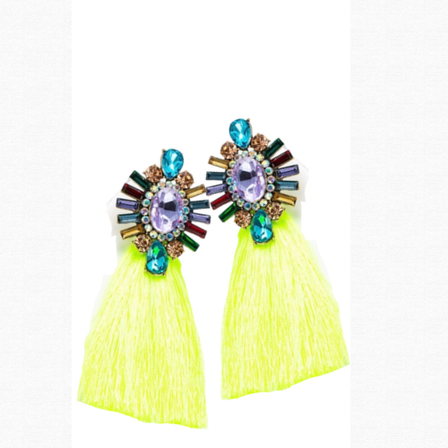 Bmore Tattered Yellow Fringe Earrings