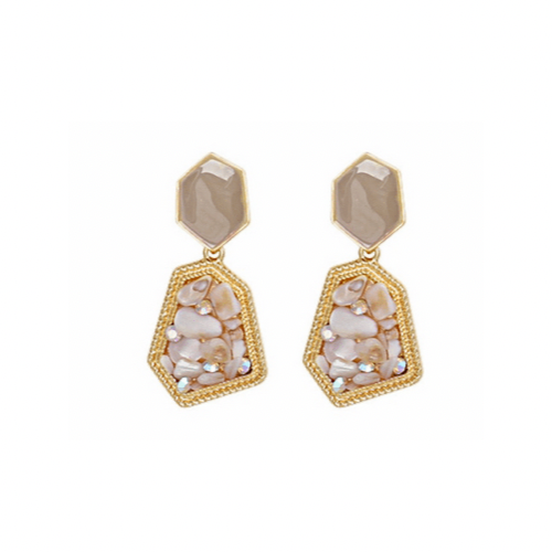 Stone Gold Drop Earrings