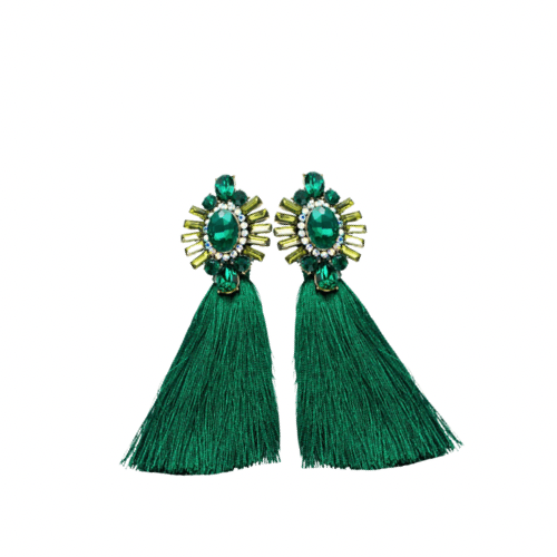 Bmore Tattered Green Fringe Earrings