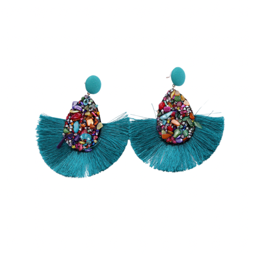 Bmore Teal Fringe Earrings