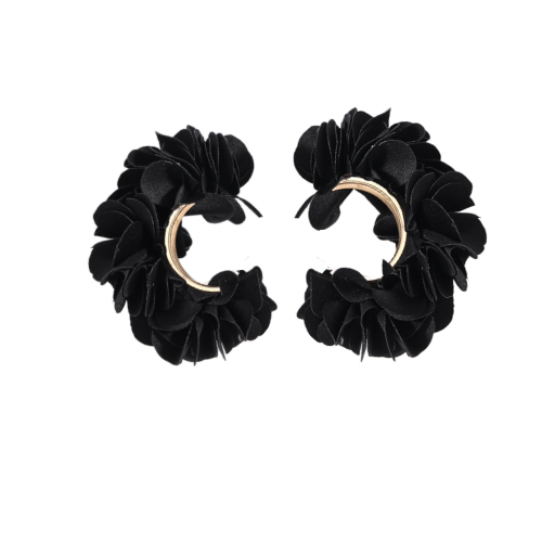 Flower Chile Black Cuff Earrings