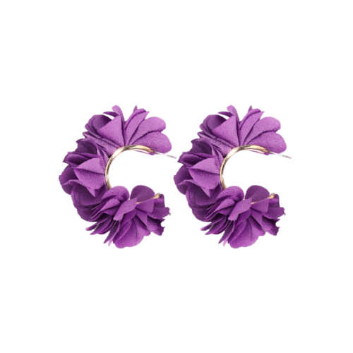 Flower Chile Purple Cuff Earrings