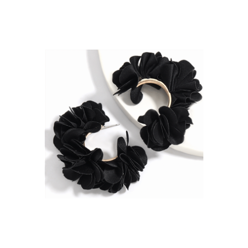 Flower Chile Black Cuff Earrings