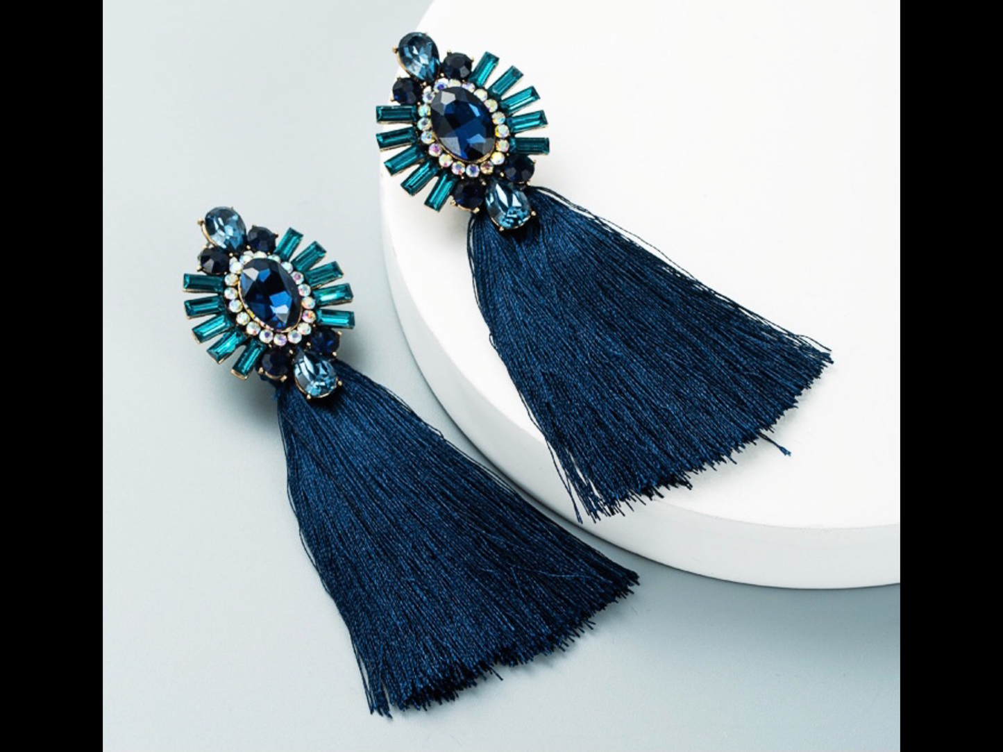 Bmore Tattered Blue Fringe Earrings