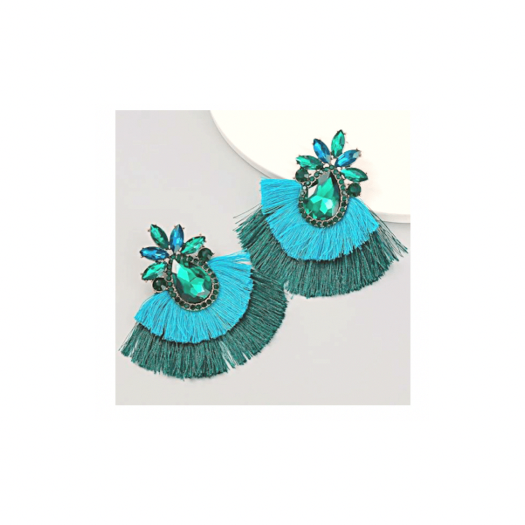 Bmore Keri Green Fringe Earrings