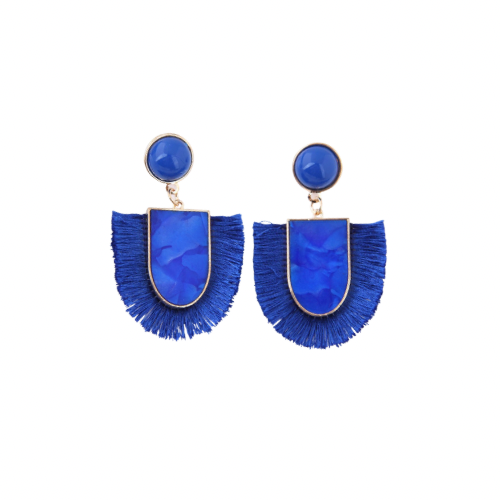 Bmore Jazzy Blue Fringe Earrings