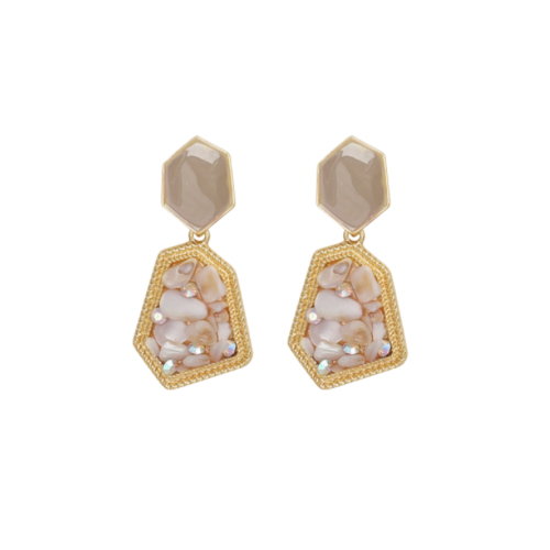 Stone Gold Drop Earrings