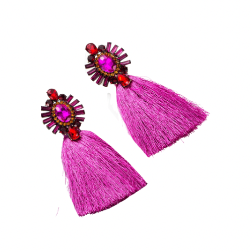 Bmore Tattered Fuchsia Fringe Earrings