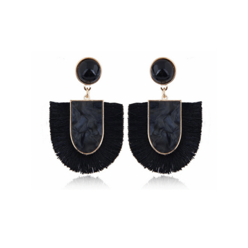 Bmore Jazzy Black Fringe Earrings