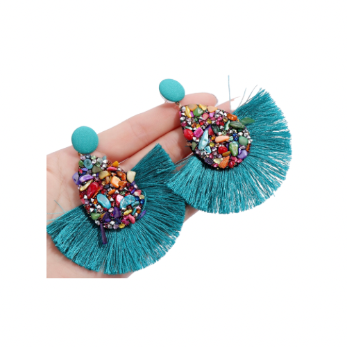 Bmore Teal Fringe Earrings