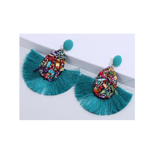 Bmore Teal Fringe Earrings