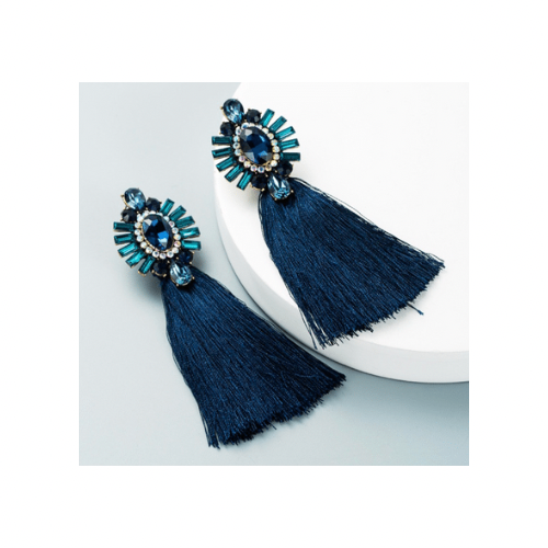 Bmore Tattered Blue Fringe Earrings