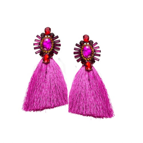 Bmore Tattered Fuchsia Fringe Earrings