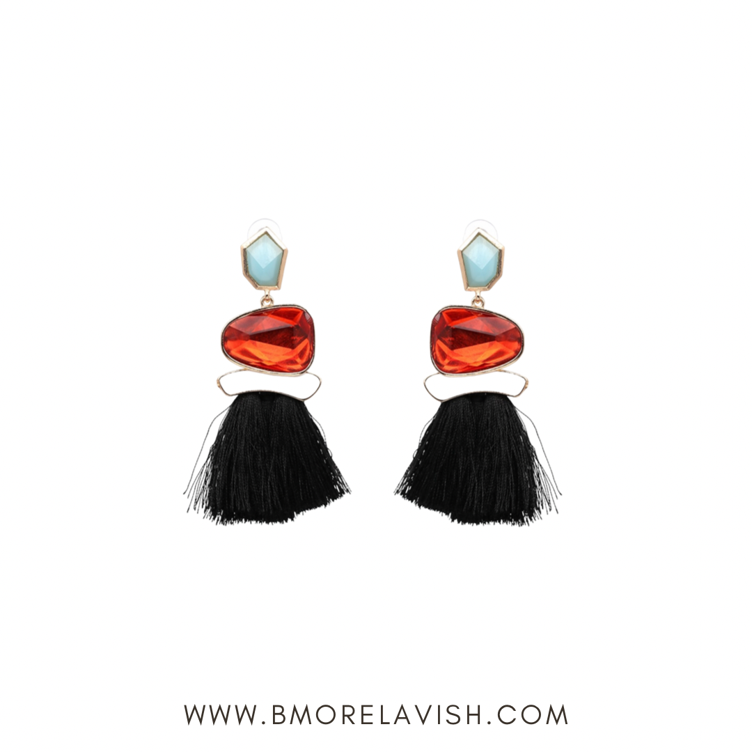 Uptown Diva  Black Earrings