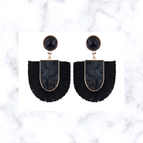 Bmore Jazzy Black Fringe Earrings