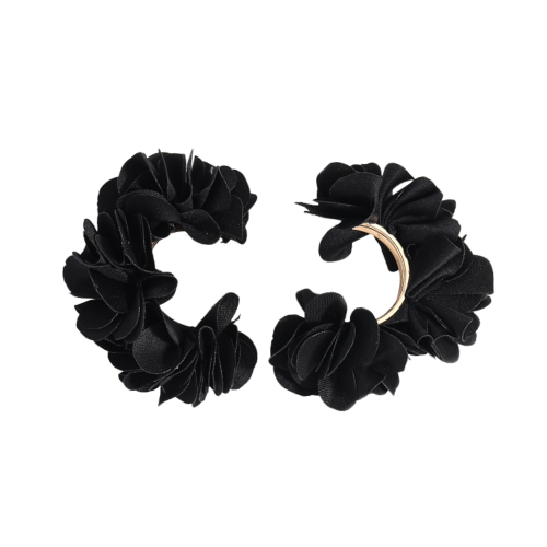 Flower Chile Black Cuff Earrings