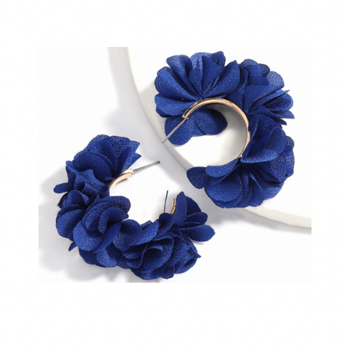 Flower Chile Blue Cuff Earrings