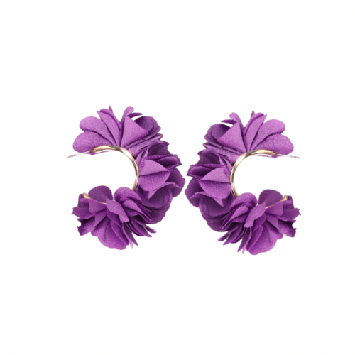 Flower Chile Purple Cuff Earrings