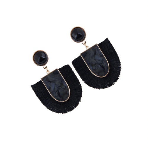 Bmore Jazzy Black Fringe Earrings