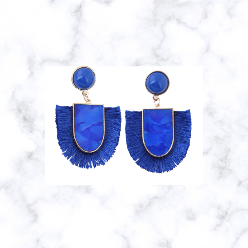 Bmore Jazzy Blue Fringe Earrings