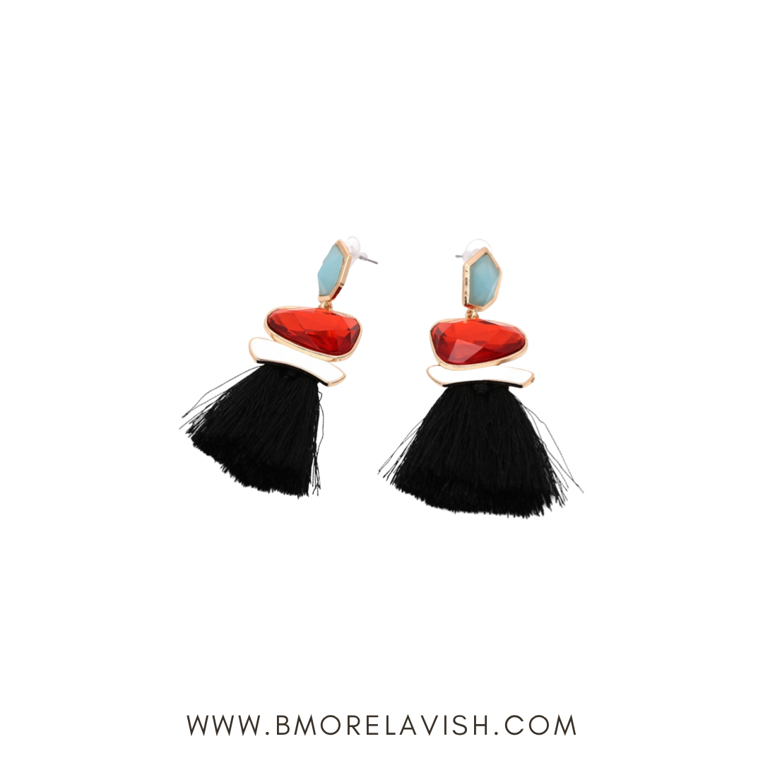 Uptown Diva  Black Earrings