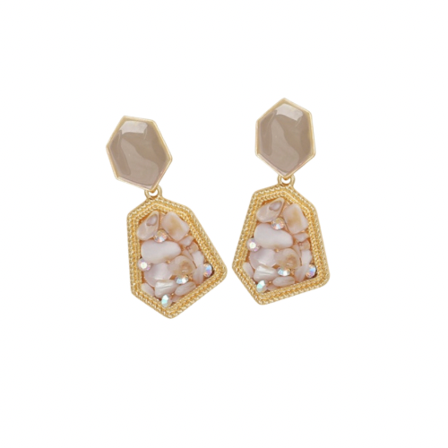 Stone Gold Drop Earrings