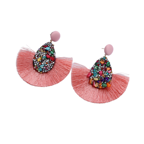 Bmore Coral Fringe Earrings