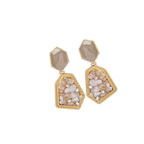 Stone Gold Drop Earrings