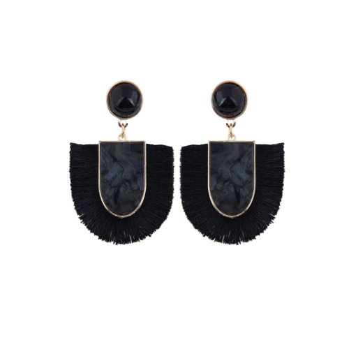 Bmore Jazzy Black Fringe Earrings