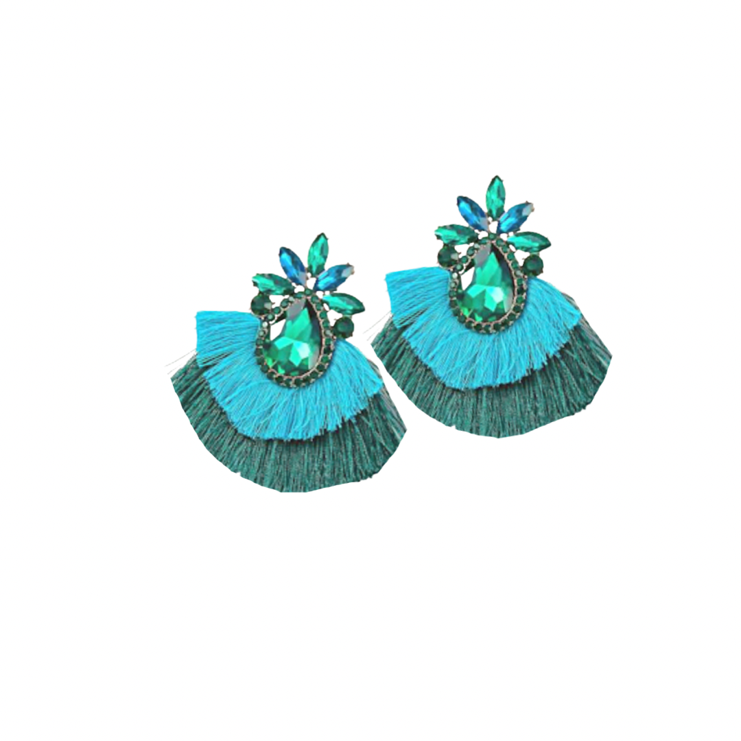 Bmore Keri Green Fringe Earrings